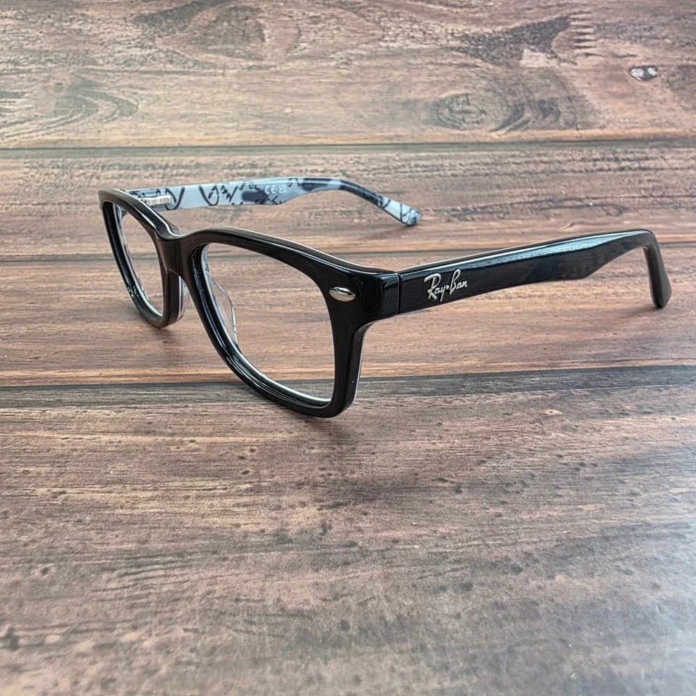 Ray-Ban Junior RB 1531 3803 Black Grey Script Rectangular Eyeglasses 48-16-130‎